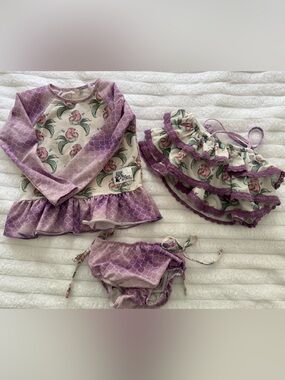 Bliss by LBCCo Ariel Little Mermaid Lavender Scale swimsuit and rashguard set